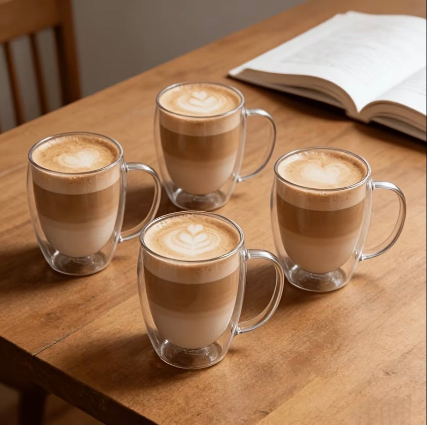 Double-Walled Egg-Shaped Glass Cup Set